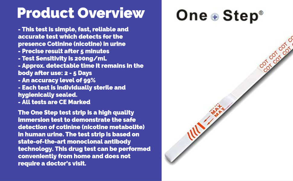 5 x Cotinine Drug Testing Kits Nicotine Urine Test Strips One Step (5