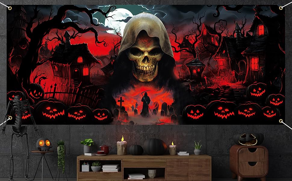 halloween grim reaper photo door banner