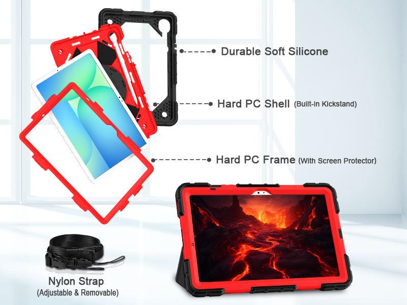 3-layer front-and-back protective case protects your Galaxy Tab S10 FE/ S9 FE/ S9 against drops