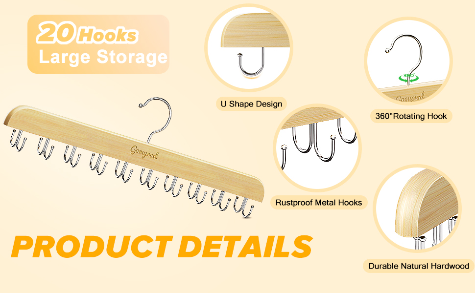 Gomyrod Tank Top Hanger, Bra Hanger for Closet w/20 Hooks