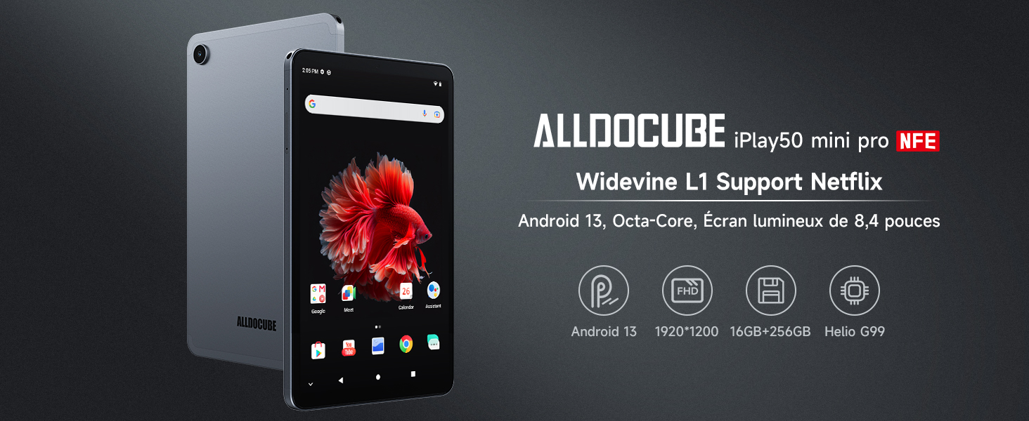 ALLDOCUBE iPlay50 Mini Pro NFE Tablette Android 13, Tablette PC 8 Pouces FHD 1920x1200 IPS