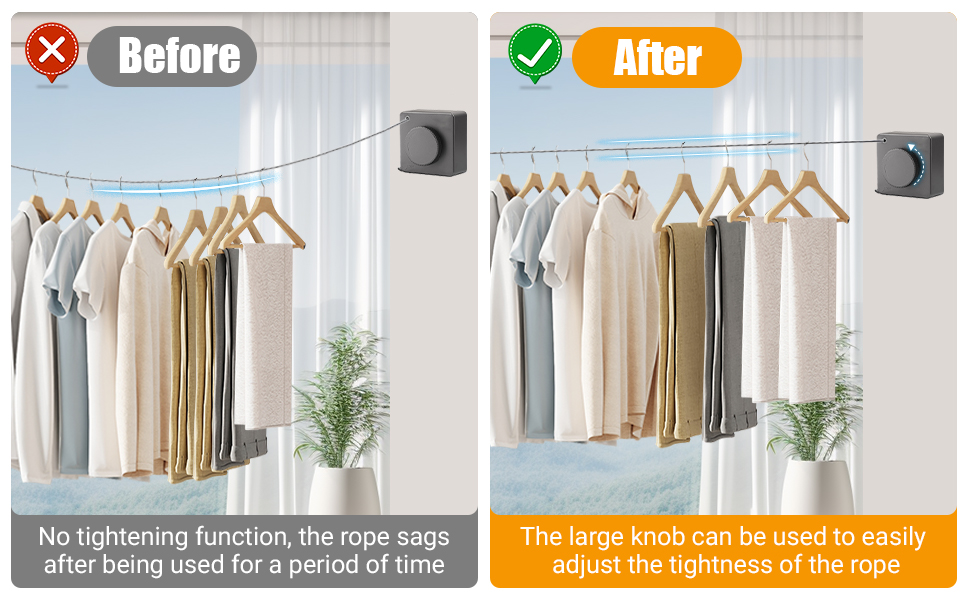 Retractable Clothesline Indoor, NonSagging Outdoor