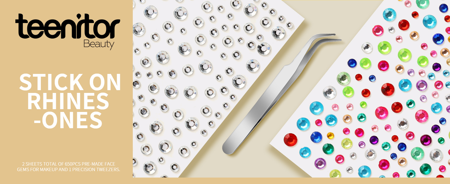 Teenitor Face Gems Self Adhesive Face Rhinestone Face