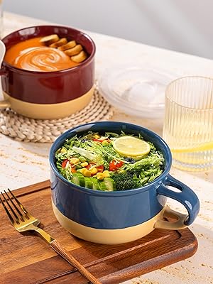 英国製 新品 黒壺California by  SoupDish Amazon.com | GBHOME Ceramic Soup Mugs with Handles and Lids