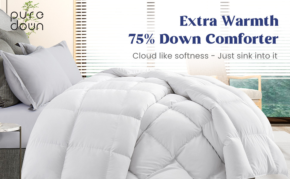 puredown® Down Comforter King Size, Extra Warmth