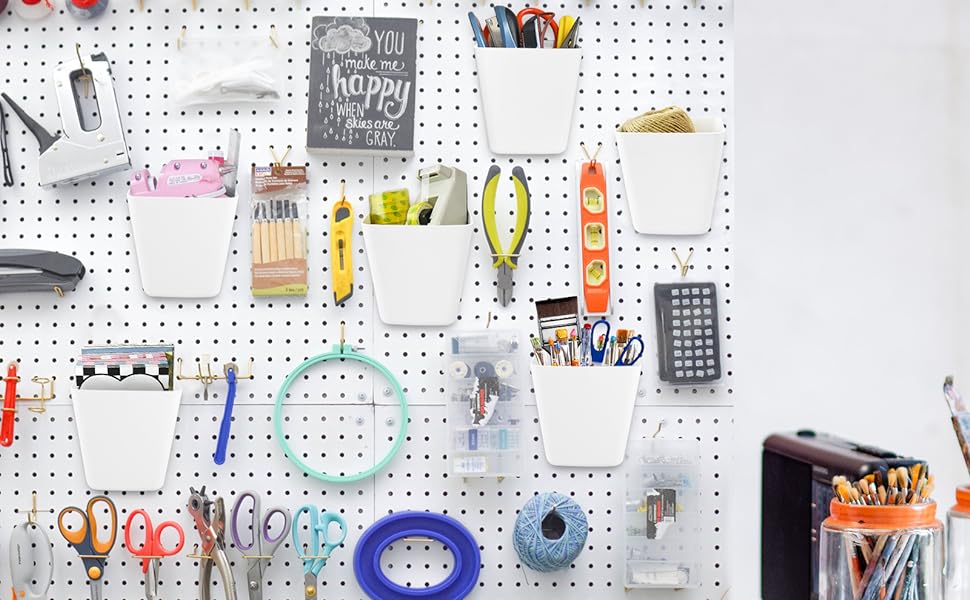 Large Pegboard Cups Peg Board Storage Bin 12 PACK with