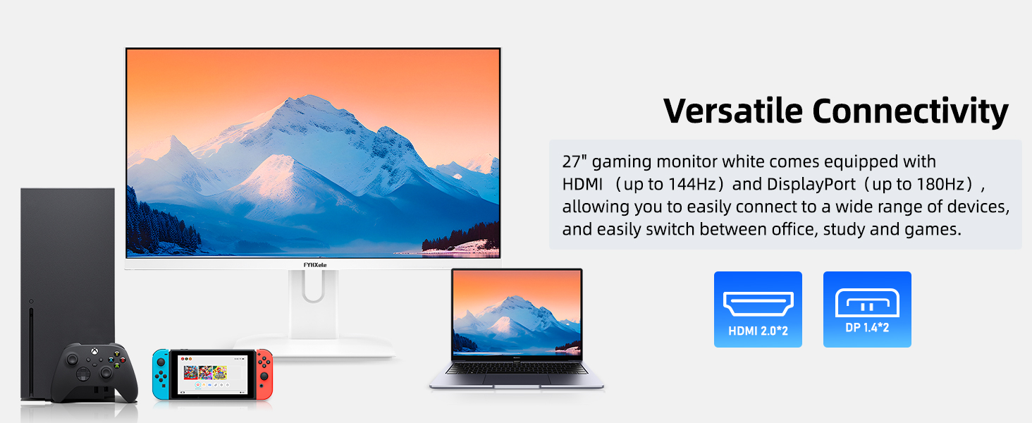 white gaming monitor computer 27 inch monitor for gaming  1080p 165hz 1k 27” pc Freesync  HDMI 2K