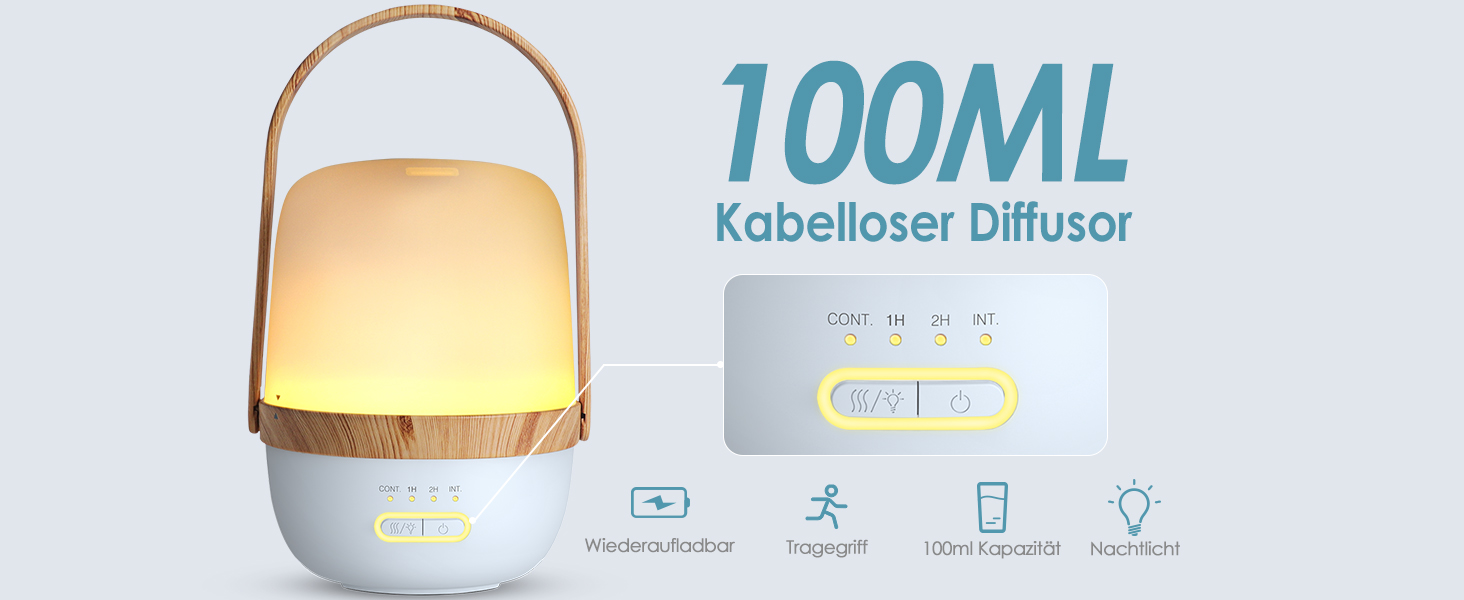 SALKING Aroma Diffuser, Wireless Wiederaufladbare Diffusor für