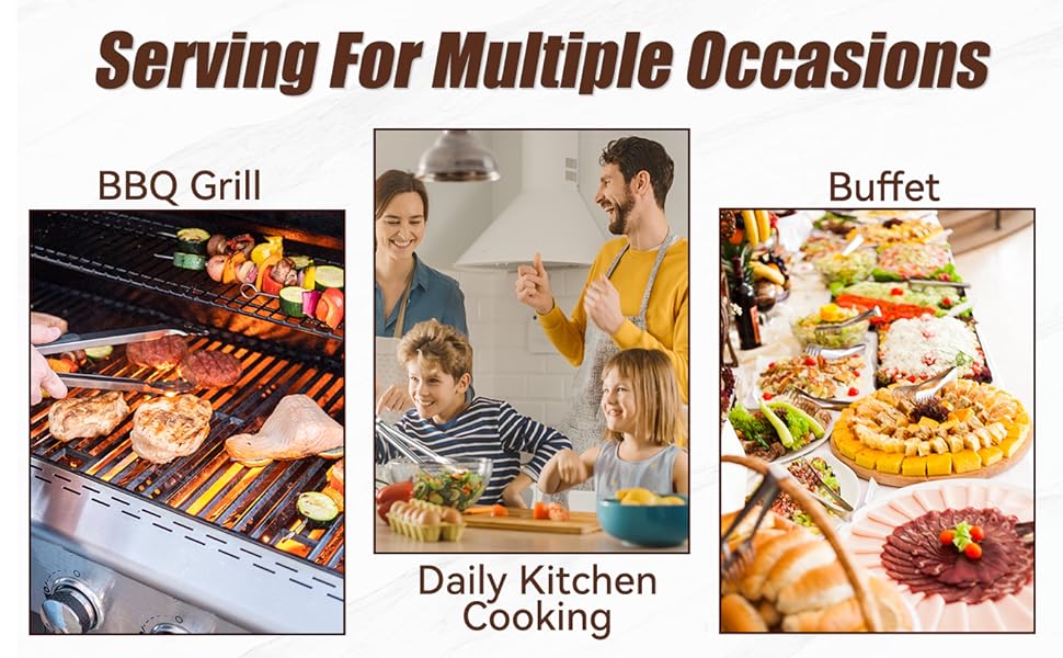 Multifunctional Cooking And Serving Tongs For BBQ Grill, Buffet, Parties and Camping