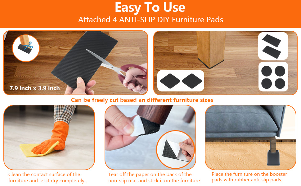 DEDU Stackable Bed Risers 4 Inch Heavy Duty 8 Pack