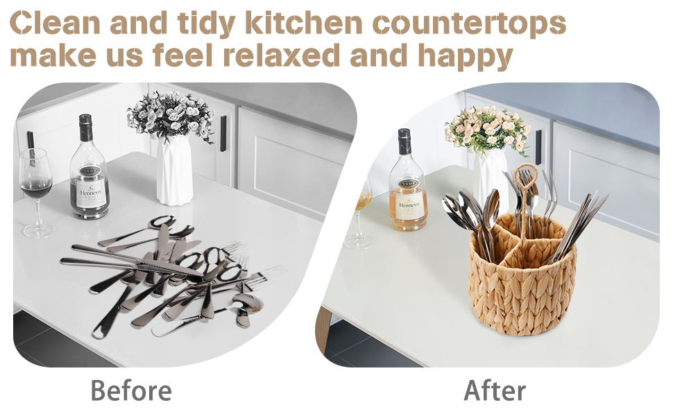 GFWARE Silverware Caddy, Natural Water Hyacinth Woven