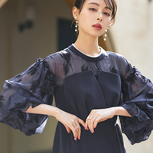 【美品】RUIRUE BOUTIQUE ボリュームスリーブ＆ビスチェ　ワンピース ボリュームスリーブ＆ビスチェタイトワンピースドレス | ルイ