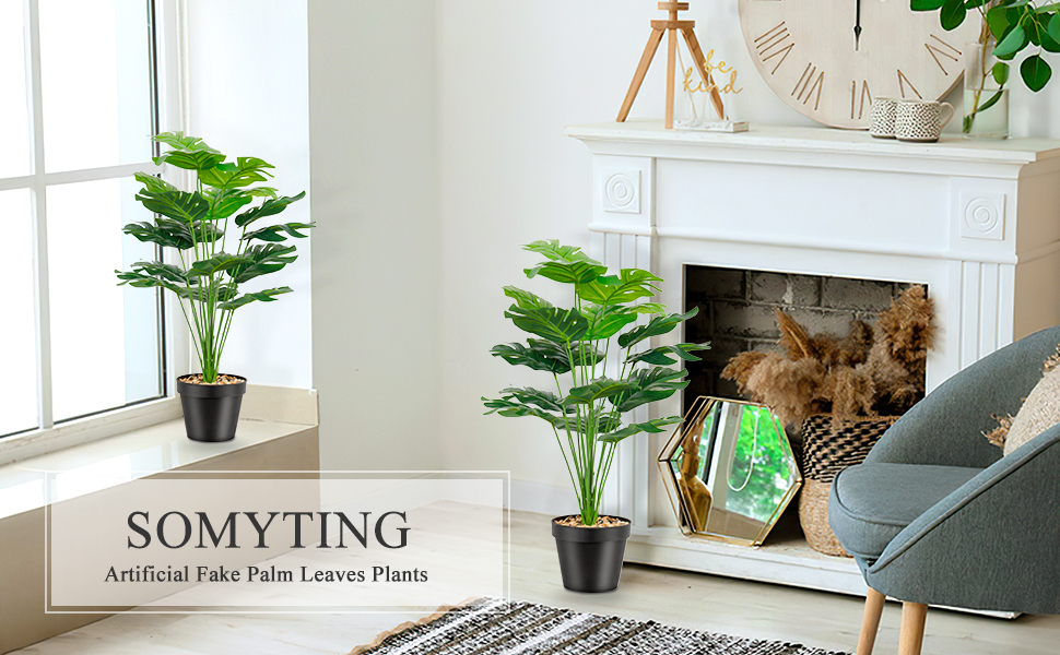 SOMYTING Set of 2 Fake Plants Artificial Floor Plants Large Tropical