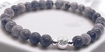 Picasso Jaspis grau Kreativität Entschlossenheit Handmade 925 Silber Perlenarmband steinfixx