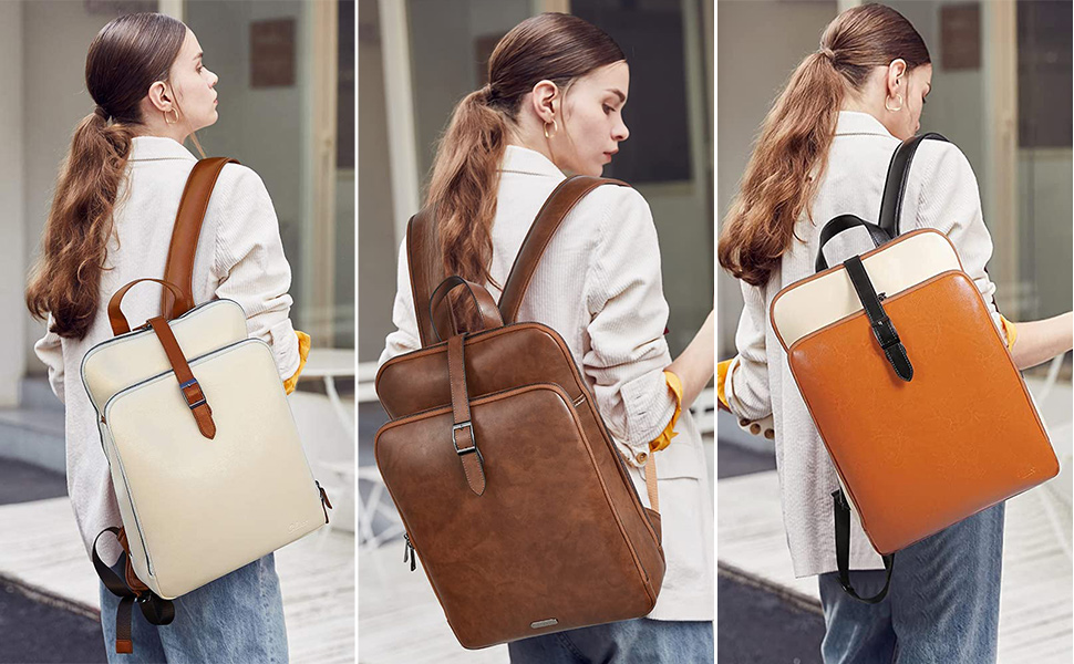 Leather Laptop Backpack Purse