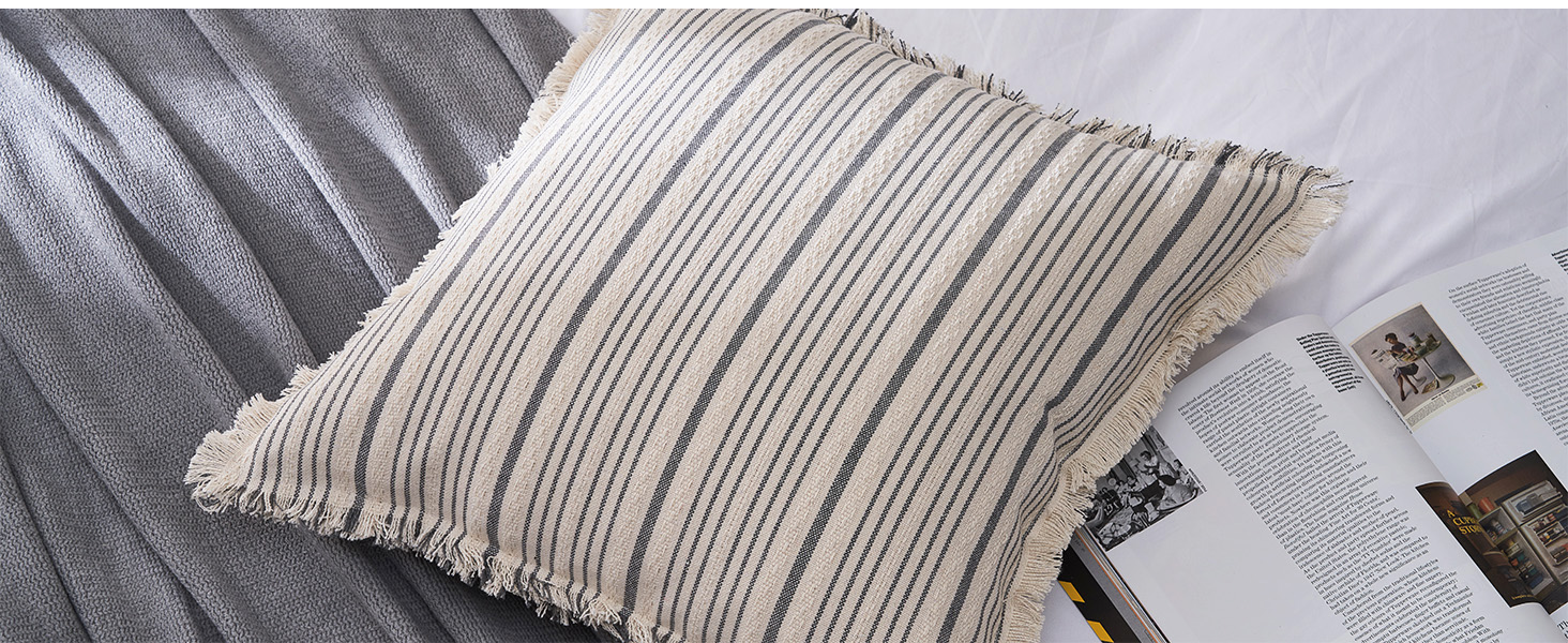 Topfinel Tassel Lumbar Pillow Covers 12x20 Inches Set of 2