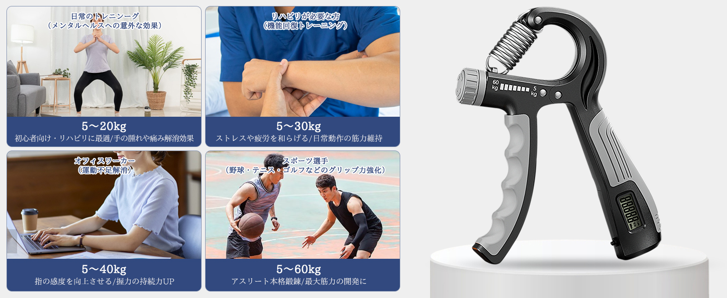 ハンドグリッパー ハンドグリップ 可変式