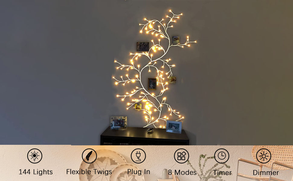 GOESWELL Vine Lights with Remote, Christmas Decorations Flexible DIY