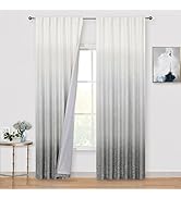 Vision Home Grey Ombre Full Blackout Curtains 84 inch Two Tones Gray and White Window Treatment S...