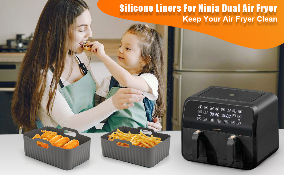 Silicone Air Fryer Liners Ninja, Air Fryer Accessories for Ninja Foodi Dual Air Fryer AF300UK