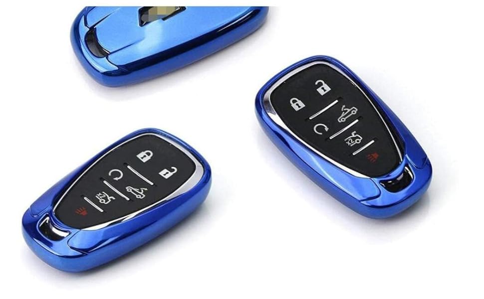 iJDMTOY Blue Metallic Chrome Finish TPU Key Fob Protective
