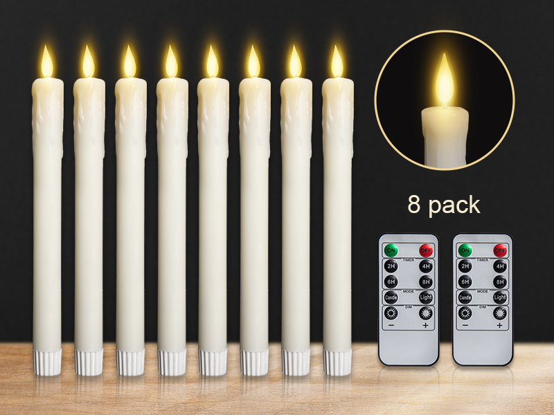 FOOING 2 Pcs Flameless Taper Candles with Remote, Timer