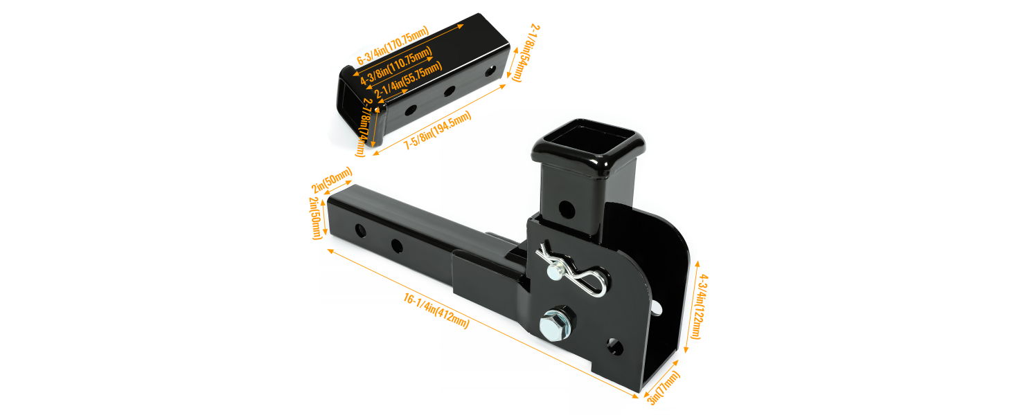 HECASA Folding 2” Receiver Hitch Adapter Compatible with 2
