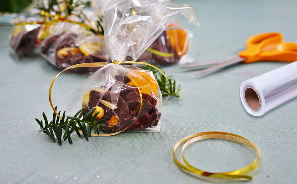 LYINUR Clear Cellophane Wrap Roll (84 cm Folded in Half), Hamper