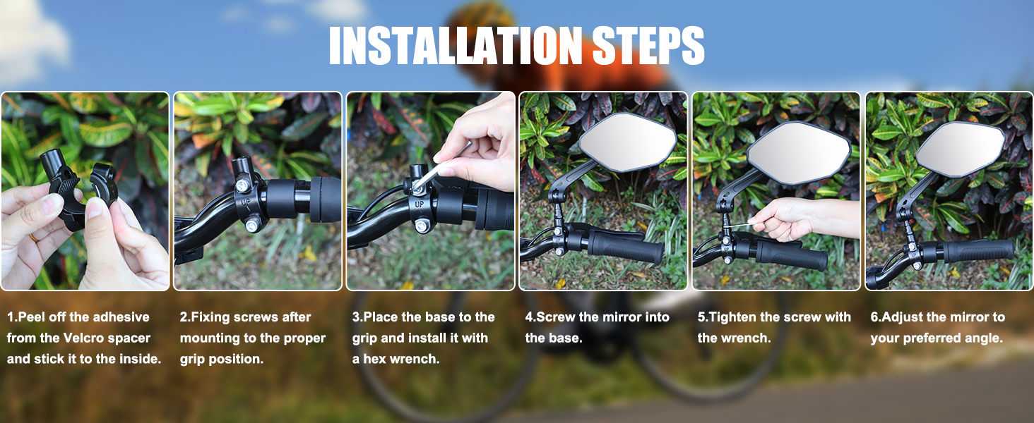 Diyife Bike Mirror, Bike Mirror Handlebar Mount 1 Pair