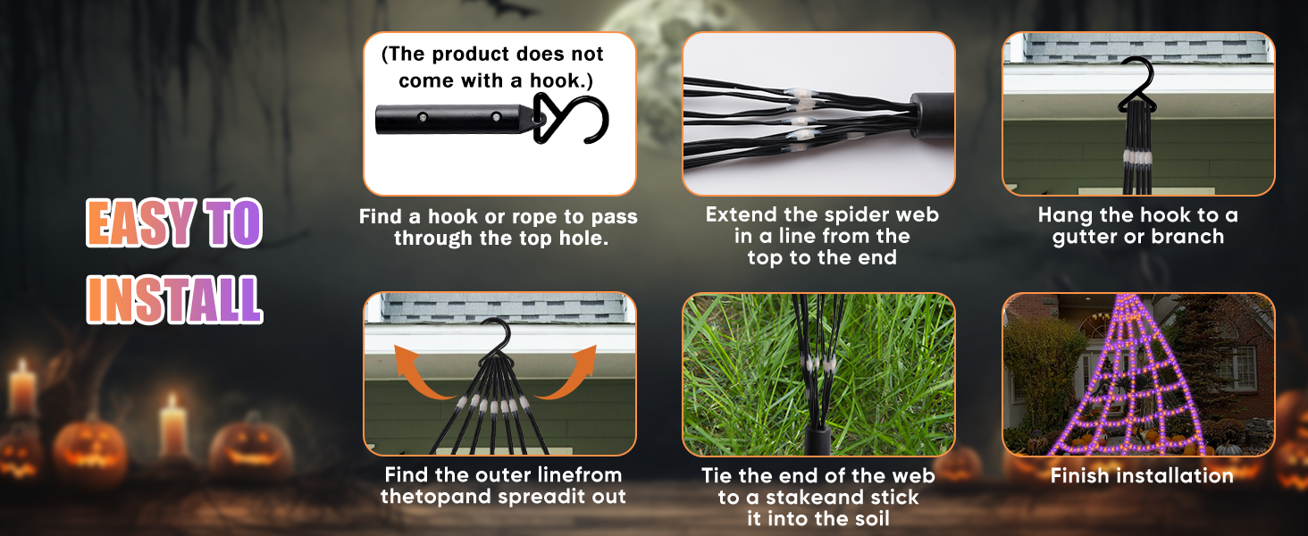 Spider Webs Halloween Decorations Lights