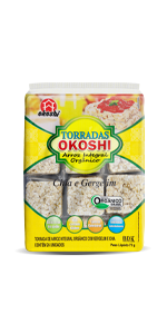 OKOSHI - Torrada de Arroz Integral Orgânico - Bolacha de arroz, Snacks Fit de Baixa Caloria - Vegano, Sem Açúcar, Baixo Sódio, Sem Glúten, Sem Lactose, Sem Gordura Trans, Kosher - 75g