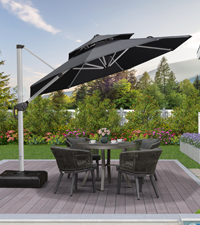 PURPLE LEAF 3 X 3.65 M Garden Cantilever Parasol, Large Rectangular Patio Umbrella With Crank Handle And Tilt For Balcony And Outdoor,Red,3 X 3.65 M 26 garden umbrella stand heavy duty garden umbrella set garden umbrella square