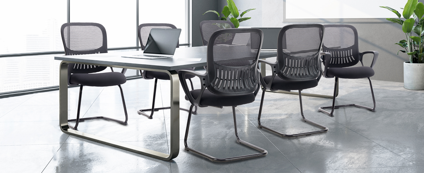 Sweetcrispy Reception Guest Chair Set of 2, Stationary Non