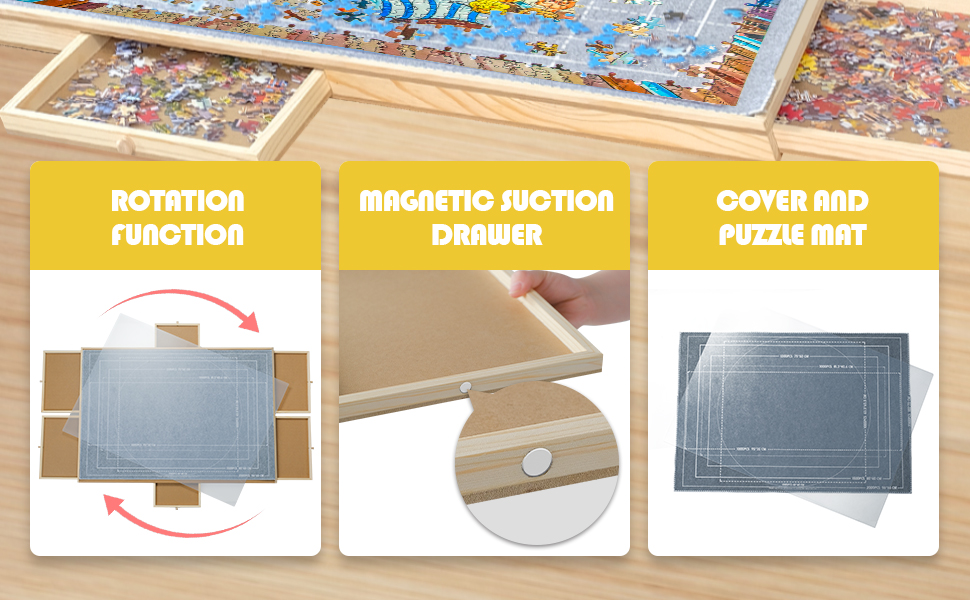 HAHA KID Puzzle Board 2000 Pieces with Cover，Rotating