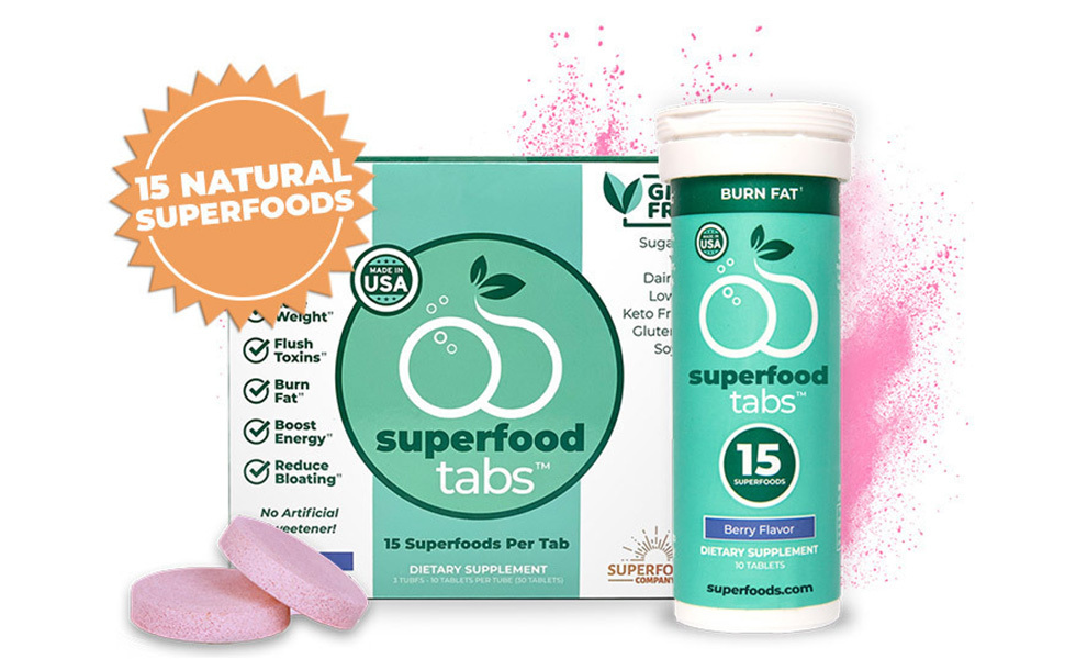 Superfood Tabs (Mixed Berry, 2 Boxes, 60 Tablets) Superfoods Company Fizzy Detox