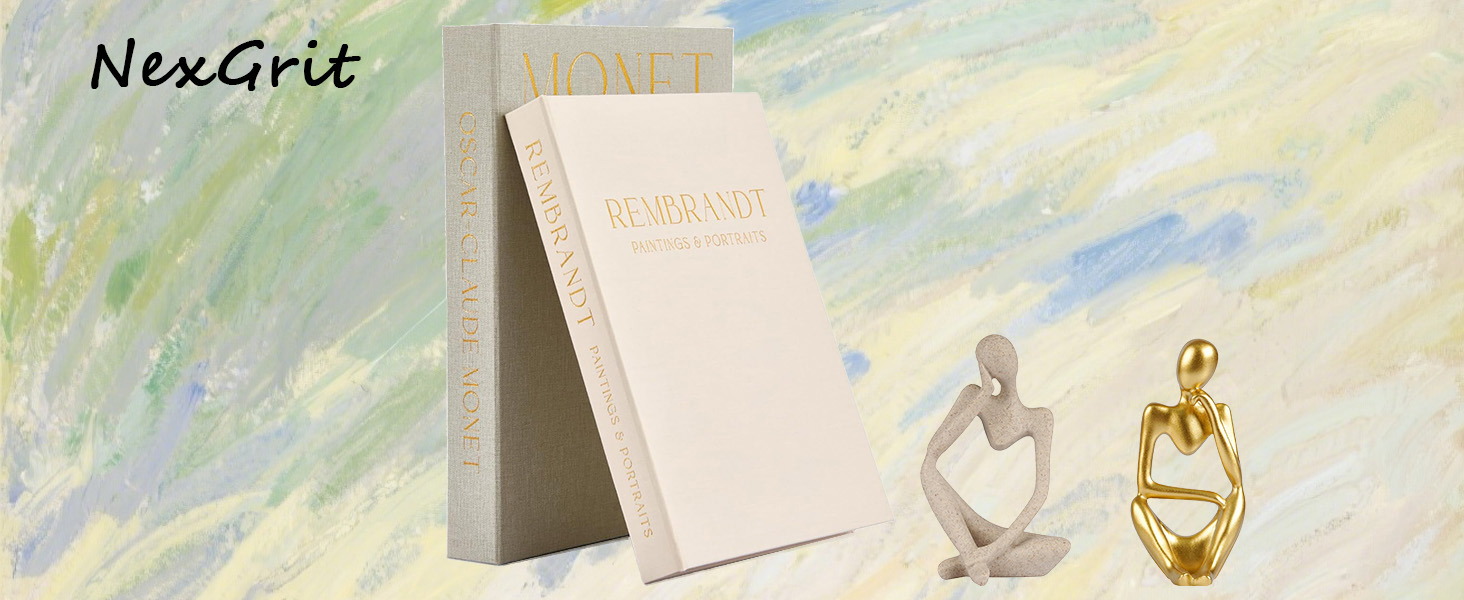 fake books for decoration, decorative storage boxes, Decorative Books & Thinker Sculptures Set