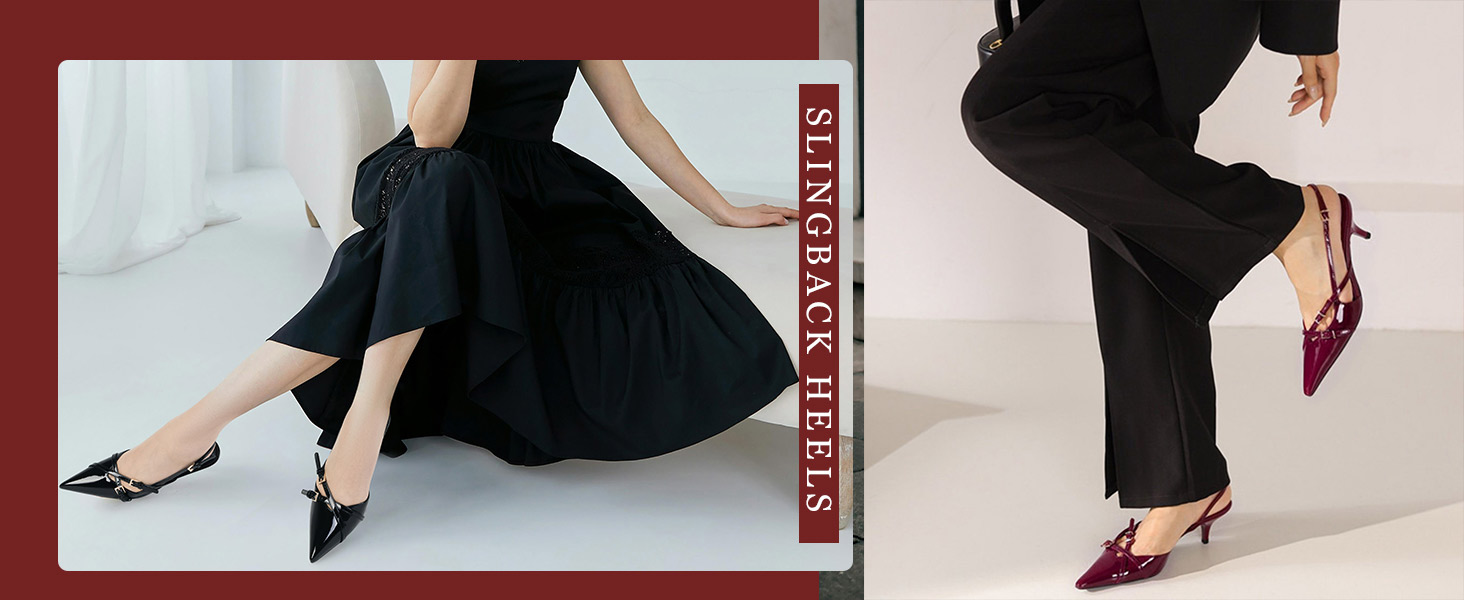 Slingback Kitten Heels for Women 