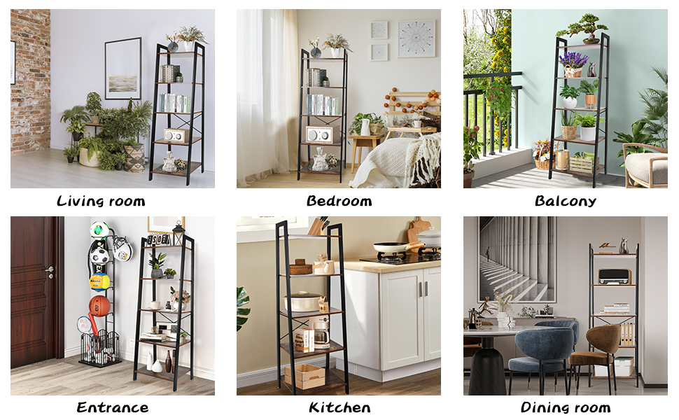 Babion 5Tier Ladder Shelf, Bookcase Ladder Shelf