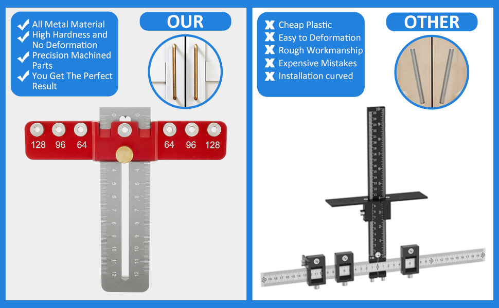 Hardware Jig, Aluminum Alloy Handle Jig, Adjustable Drill Template Guide Tool