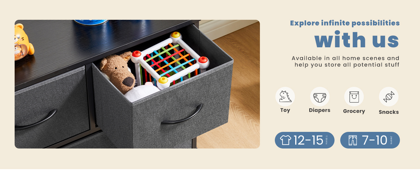 DUMOS Dresser for Bedroom, 5 Storage Drawers