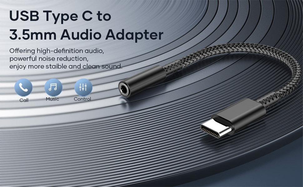 bakibo USB C to 3.5mm Jack Headphone Adapter, USB C Headphones Adapter, Type C