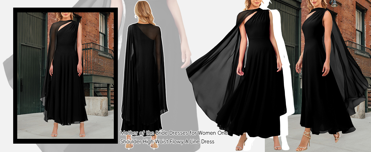 Womens Cocktail Dress for Women Evening Party One Shoulder Dresses with Cape