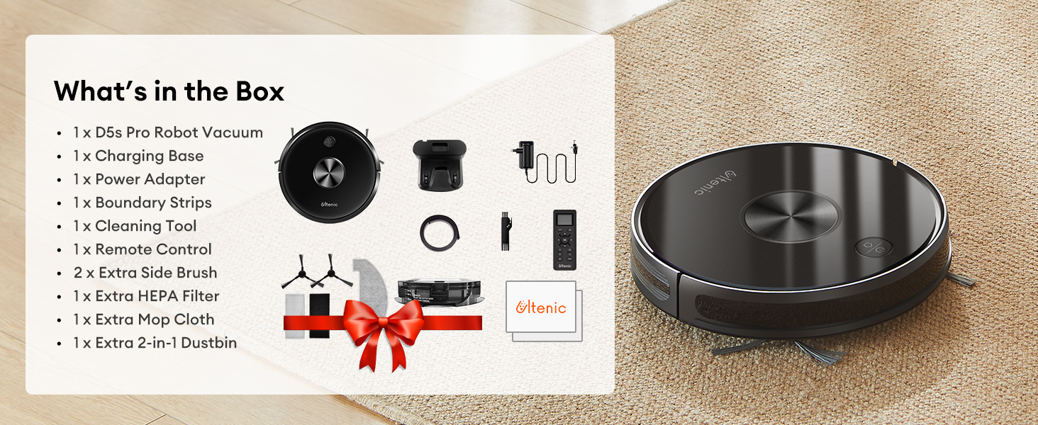 Ultenic D5s Pro Robot Vacuum Cleaner with Mop, 3000Pa Suction, Ultra