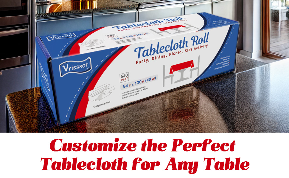 Vrisssot Red Table Cover Roll Disposable Tablecloth 54in X