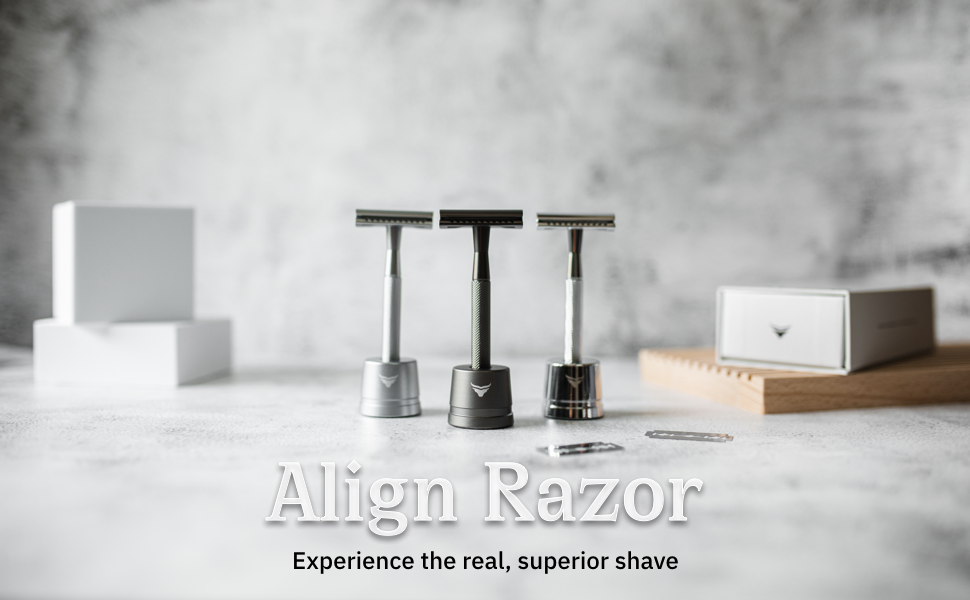 Double Edge Razor In 3 Colours On White Surface
