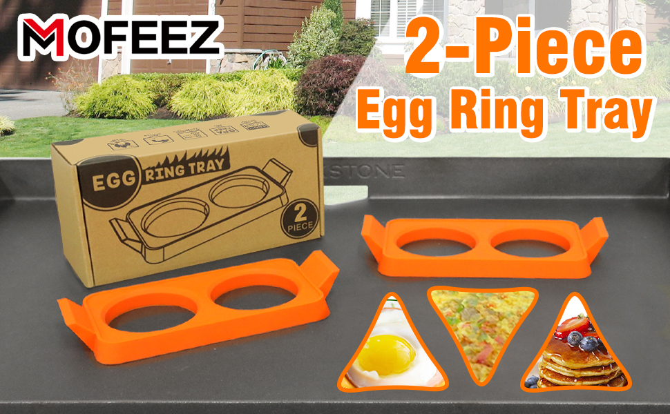 Mofeez Silicone Egg Rings Tray for Blackstone Griddle (Set