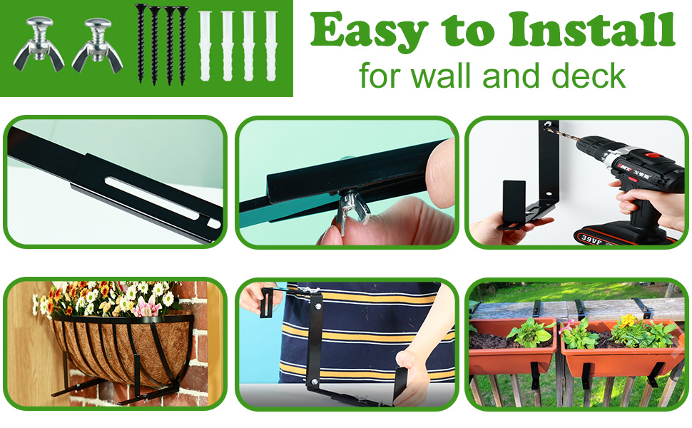 6 Packs Window Box Brackets Adjustable Planter Box Bracket