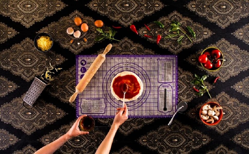 Kitzini Silicone Pastry Mat. Non Slip Baking Mat. BPAFree Silicone Baking Sheet