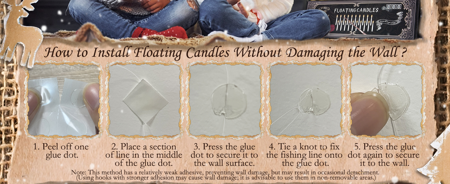 Floating Candles with Wand Christmas Decorations