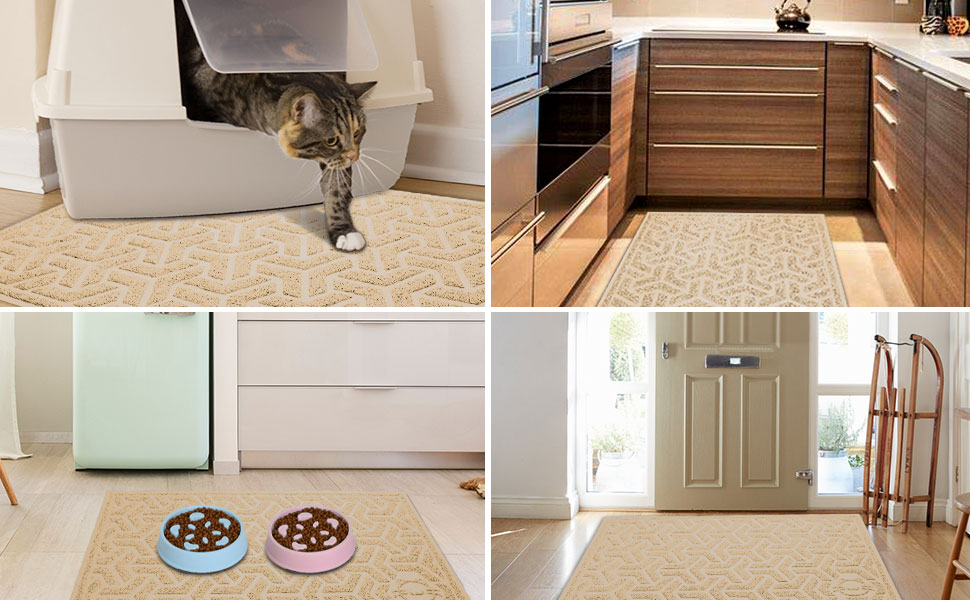 UPSKY Cat Litter Mat, Litter Trapping Mat Soft on Kitty Paws, Large Litter Box Mat